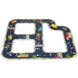 Tooky Toy Spielzeug Autobahn TH103, 21-teilig, Straßenpuzzle, 1 Auto, ab 3 Jahre dunkelgrau