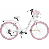 Damenfahrrad Davi Emma 28", 7 Gänge, 160-185 cm, Weiß/Rosa - Weiß/Rosa