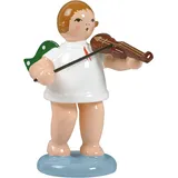 KDE Ellmann Engel mit Geige - 6,5 cm - grüne Flügel - Weihnachtsengel Erzgebirge
