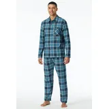 SCHIESSER Herren Flanell Schlafanzug Selected lang jeansblau