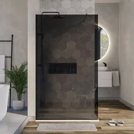 Bernstein Duschabtrennung Walk-In Nano EX101 Graues Glas 8mm Wandprofil Schwarz 120cm