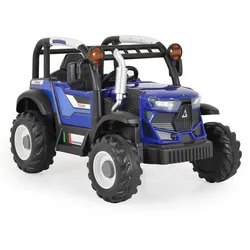 Moni Kinder-Elektro Traktor Harvest Fernbedienung, Hupe, Lichter, Musik, MP3 blau