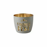 Giftcompany Gift Company Madras, Windlicht, M, Motiv: Frohes Fest, Flannel/Gold H8,5, D10cm