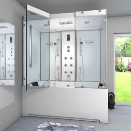 SeniorBad Kombination Badewanne Dusche K80-WS-EH-A-EA Duschtempel 100x180 cm OHNE Zusatzoption - Weiß