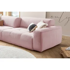 KAWOLA Big Sofa PALACE 3-Sitzer mit Sitztiefenverstellung Cord rosa