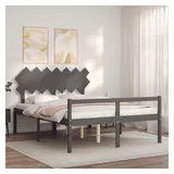 vidaXL Bett Seniorenbett mit Kopfteil Grau Kingsize Massivholz grau 155.5 cm x 205.5 cm x 81 cm