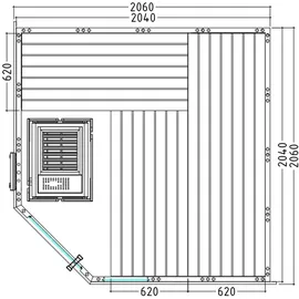 Harvia Komfort Corner Massivsauna aus Fichte Saunakabine ca. 206x206x204 cm