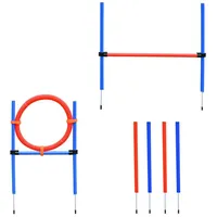 PawHut Agility-Übungs-Set 3 in 1 Blau-Rot