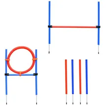PawHut Agility-Übungs-Set 3 in 1 Blau-Rot