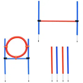 PawHut Agility-Übungs-Set 3 in 1 Blau-Rot