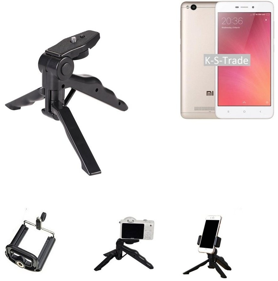 K-S-Trade für Xiaomi Redmi 4A Smartphone-Halterung, (Stativ Tisch-Ständer Dreibein Handy-Stativ Ständer Mini-Stativ) schwarz