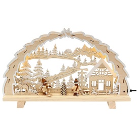 SIGRO Schwibbogen Holz Schwibbogen, LED Winterfiguren (1-tlg) beige