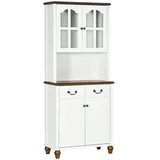 Homcom Küchenschrank, Küchenbuffet mit 2 Schubladen, Hochschrank mit offenem Fach, Schrankfach, Vitrinenschrank mit Soft-Close-Funktion für Wohnzimmer,