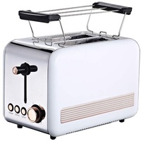 COFI 1453 Toaster Retro 2-ScheibenToaster Toastautomat 850 Watt weiß rosegold goldfarben