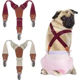 Pet Soft Hundewindel-Hosenträger, 2 Stück Hunde-Hosenträger, Hunde-Windelgeschirr, Hosenträger für Windeln, Damen, Welpen-Hosenträger, Bauchbänder, Haustier-Kleidung (Beige-Wine, S)