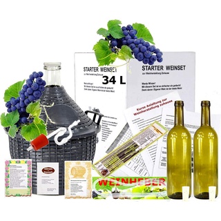 Starterset -Mach Wein selbst komplettes Weinset Wein selbermachen Weinballon (34 Liter)