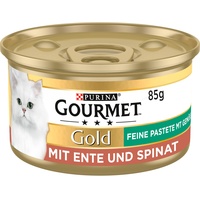 Gourmet PURINA GOURMET Gold Feine Pastete mit Gemüse Katzenfutter nass, mit Ente und Spinat, 12er Pack (12 x 85g)