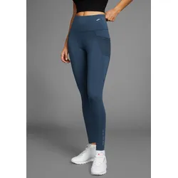 Funktionshose FAYN SPORTS "Push-up Lauf-Tights", Damen, Gr. 38, N-Gr, blau (marine), Interlock, Obermaterial: 77% Polyester, 23% Elasthan, clean, unifarben, sportlich, schmal 7/8-Länge, Hosen, mit Taschen