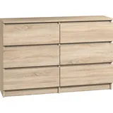 roe furniture Kommode mit 6 Schubladen 140 x 77 x 138 cm Braun