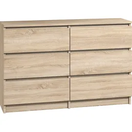 roe furniture Kommode mit 6 Schubladen 140 x 77 x 138 cm Braun