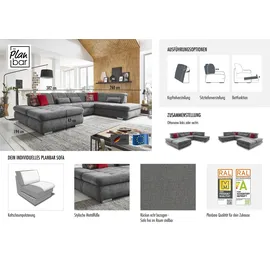 die planbar Wohnlandschaft Polyester U-Form 3-Sitzer Grau
