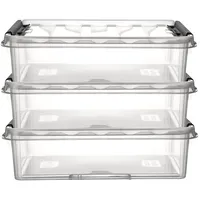 Orthex 35890703 3er Set Clipbox Smart Store Classic 14 Aufbewahrungsbox Plastik 40 x 30 x 11 cm, transparent