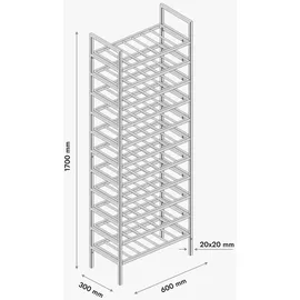 MetaloPro Weinregal 60 x 170 x 30 cm Schwarz