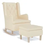 vidaXL Schaukelsessel Mit Hocker Creme Stoff Vidaxl