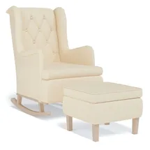 vidaXL Schaukelsessel Mit Hocker Creme Stoff Vidaxl