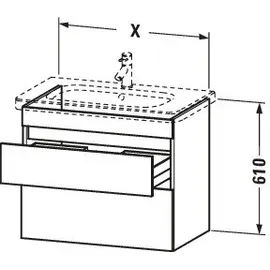 Duravit Waschtischunterschrank 2 Schubkästen 60 x 61 x 45,3 cm Weiß Hochglanz/Grau Matt