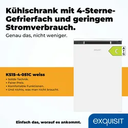 Exquisit Kühlschrank mit Gefrierfach, 107 Liter, 4-Sterne-Gefrierfach, 55 cm Breite, KS15-4-051C weiss