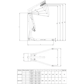 BAHCO Werkstattkran Stahl 2000 kg klappbar