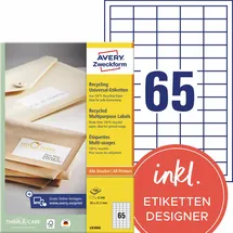 Avery Zweckform Universaletiketten LR3666 Weiß 38 x 21,2 mm 100 Blatt 6500 St.