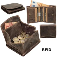 Vintage Geldbörse Geldbeutel Portemonnaie Wiener Schachtel Echt Leder RFID Braun