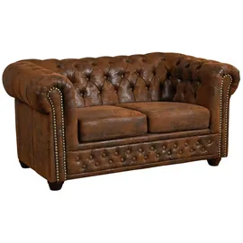 Massivmoebel24 Couch Leder 2-Sitzer Braun