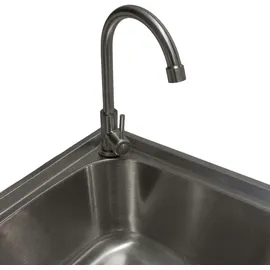 MONSTER SHOP Edelstahl-metall-camping-spüle mit Wasserhahn und Abflussrohr Outdoor-waschbecken freistehend tragbar