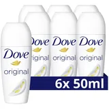 Dove Deodorant Roll-On Original 0% Deo ohne Aluminiumsalze mit 1/4 Pflegecreme und 48 Stunden Schutz 50 ml