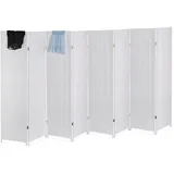 Relaxdays Paravent Raumteiler, Hxb: 170 x 320 cm, faltbarer Raumtrenner, 8-teiliger Sichtschutz, Holz & Papierseil, Weiß