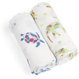 gr�nspecht 2 Mullwindeln 70x70cm - geometrische Tiere