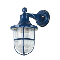 Licht-Erlebnisse Außenwandlampe IP64 Blau Glas Messing Maritim E27