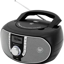 Soundmaster SCD1700SW tragbares DAB+ Radio mit CD-Player, MP3 Hörbuchfunktion, USB-Anschluss, UKW-Radio, Kopfhöreranschluss & CD/Radio-System - schwarz - Schwarz