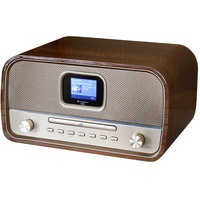 Soundmaster Highline DAB970BR Retro Kompaktanlage Stereoanlage mit CD-Player DAB+ Radio UKW CD-MP3 USB Bluetooth Farbdisplay Wecker AUX-IN