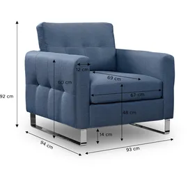 MID.YOU 1,5-Sitzer-Sofa Hera Dunkelblau