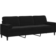 vidaXL Sofa 3-Sitzer mit Zierkissen Schwarz 210 cm Samt