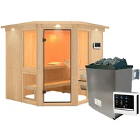 Karibu Amelia 2 - Sauna mit Eckeinstieg 68 mm