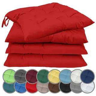 NatureMark Stuhlkissen mit Bändern 40x40 cm – Gefüllte Sitzkissen, Outdoor & Indoor – Rot