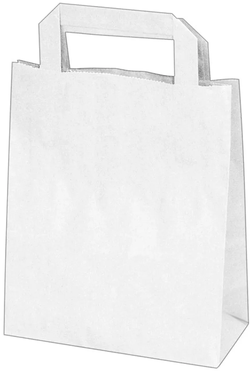 Papiertragetaschen 22 x 18 x  8 cm mit EAN-Code weiss,  50 Stk.