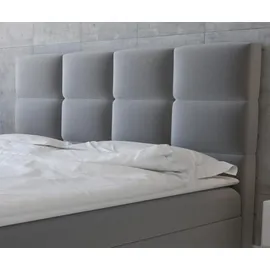 beautysofa Velours Polsterbett KANADA mit 2x Bettkasten, Doppelbett mit Topper 5 cm, Bett mit Federkerns (Stoff: alfa 13 - grau, Breite: 180 cm) - Grau