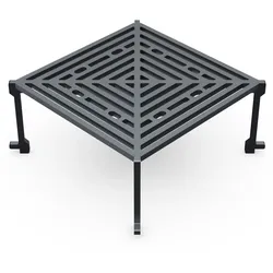 PACK DÉCOUVERTE - Braséro Plancha BBQ Cévenol 74x74x90 Grau Anthrazit 7016 DOUBLE CUVE Alu + Grille + Stop-food - Grill'Chic