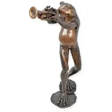 Aubaho Dekoobjekt Brunnen Wasserspeier Frosch Trompete Bronze Replikat Retro Design Deko
